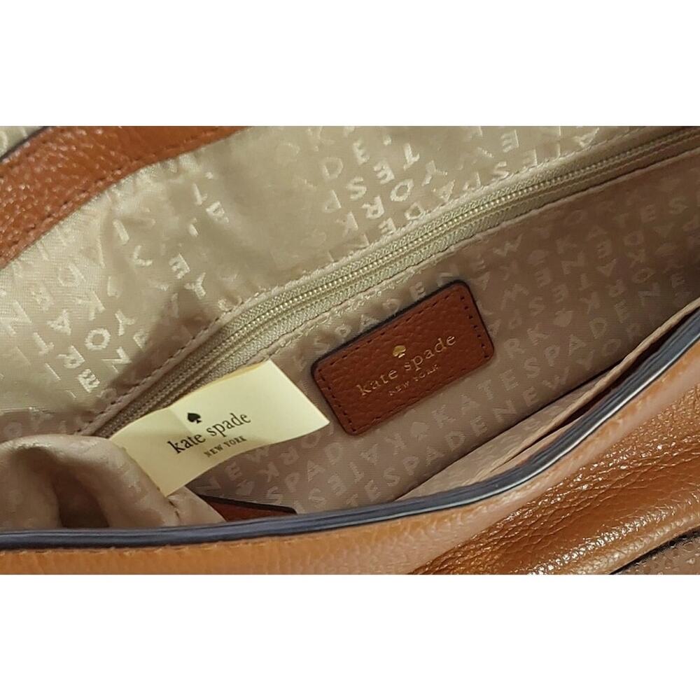 Kate Spade New York Brown Pebbled Leather Crossbody Saddle Bag EUC - Picture 7 of 12